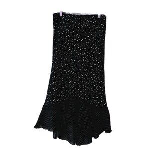 Versailles Skirt Size Small Black White Polka Dot Assymetrical Ruffle